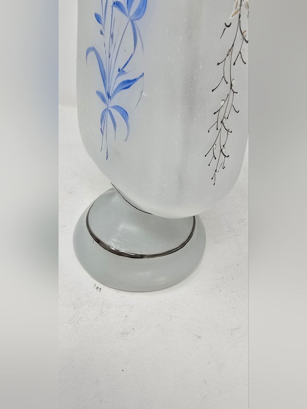 Vtg 1970s white satin glass vase square nature Chinese Japanese oriental - Picture 9 of 9